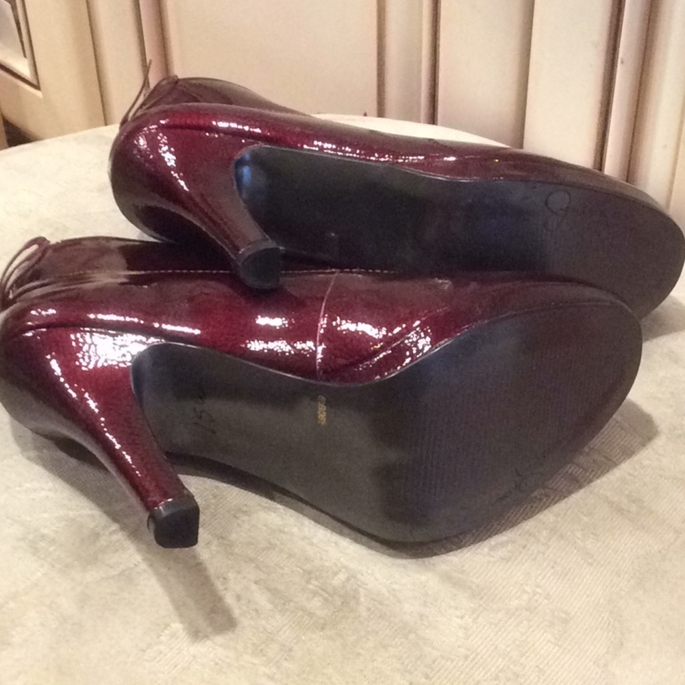 Jessica Simpson Burgundy Platform Shoes Sz 6.5 View 6